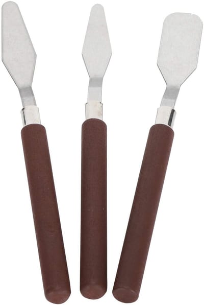 Dailygoods- Paletmessenset Roestvrij Staal - Houten Handvat - Gebogen Mes - Multifunctioneel Gebruik - Olieverf - Ergonomisch Ontwerp - Paletmes