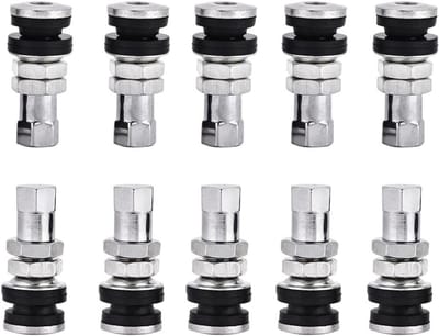 Tyre Valve Bar Metal Silver TR161 Valve Poles met Dust Cover voor Auto - Motorfiets - Fiets - Vrachtwagen - ATV - Set van 10