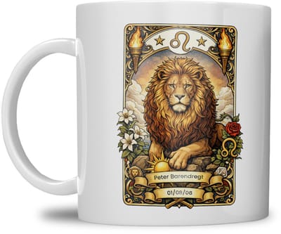 Sterrenbeeld mok - Leeuw - Wit - Tarot mok - Gepersonaliseerd met naam en datum