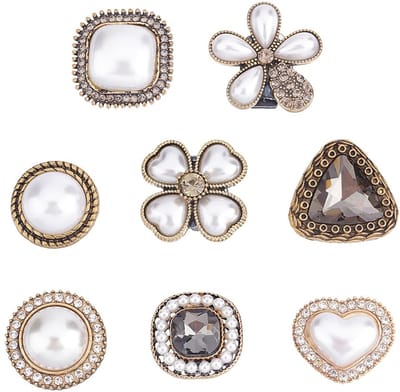 Dailygoods - Schoenveters Charms - Retro Parel en Klavervorm - Decoratie Accessoires - Voor Meisjes en Vrouwen - Verjaardag - 8 Stuks