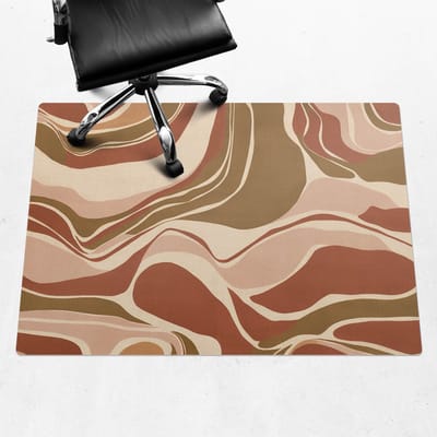 Wallfluent - Vloerbeschermer Abstracte Golven - 140x100 cm - Beige Vloerbeschermer Bureaustoel Tapijt - Rechthoekig - Vloerbeschermer Groot-Stoel Mat-Werkplekdecoraties - Boho-patroon