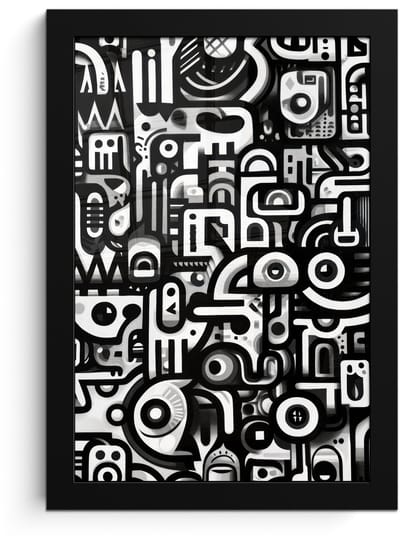Poster in lijst - Fotolijst 20x30 cm - Posters - Symbolen - Abstract - Grafisch - Zwart - Posterlijst zwart - Decoratie - Wanddecoratie woonkamer - Muurdecoratie slaapkamer