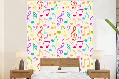 Behang - Fotobehang Muziek - Patronen - Regenboog - Breedte 225 cm x hoogte 280 cm