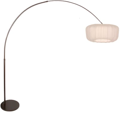 Booglamp Vela Lino 4762CA cacao met beige-crème textiel kap - verstelbaar 160-240 cm, metaal en textiel, Steinhauer Vloerlampen