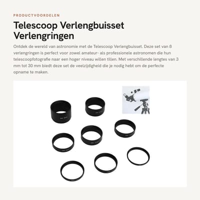 Dailygoods- Verlengbuisset 8 Stuks - M48X0.75 Draadlengte 3/5/7/10/12/15/20/30 Mm - Aluminiumlegering - Telescoopfotografie - Scherper Beeld - Verlengring