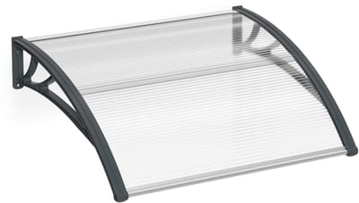 Deurluifel Luifel Voordeur 120x100cm Transparant Polycarbonaat Pultbogen Met Grijs Frame Regen- En Zonwering Voor Deur En Raam NAIZY