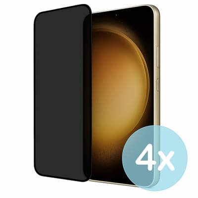 Privacy Screenprotector Geschikt voor Samsung Galaxy S23 Plus – Anti-Gluren – Krasbestendig Gehard Glas 9H – Volledige Dekking – 4-Pack – FuturiQ