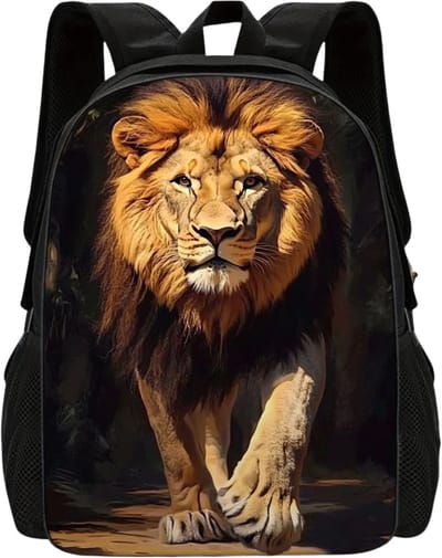 Leeuw Rugzak | Leeuwenpatroon Rugtas | Leeuw van Dichtbij Rugzak | Dieren Rugzak |Roofdieren Rugzak | Rugzak Jongens | Mooie rugzakken met Leeuw | 15 - 20 liter | Kinder Rugzak