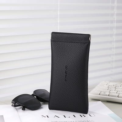 KLASSNUM Brilhoesje Dames PU Leer Bril Opbergtas Automatisch Sluitend Deksel Zachte Brillen Etui Datakabel Organizer 2024