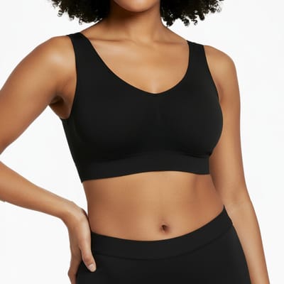 Comfort BH zonder beugel - Maat 4XL - Zwart - Met uitneembare bh vulling - Extra comfortabele Sport BH - Zwangerschaps bh - Beugelloze bh - met push up - Magic bra - met pads