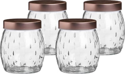 Urban Living Voorraadpot/bewaarpot Beau - 4x - 2L - glas - koperen deksel - D13 x H22 cm
