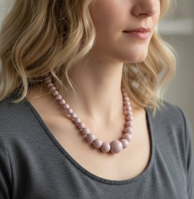 Ketting - lila - kralen - stainless steel