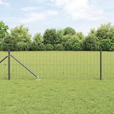 vidaXL - Euro-hek - met - grondpennen - 10 - x - 0,4 - m - PVC-Coated - Staal - Grijs - Mesh