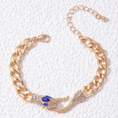 Vintage Snake Eyes Zircon Armband Voor Vrouwen Elegante Dierenfeest Armband Sieraden Cadeau blauw