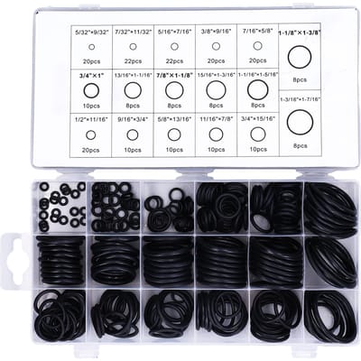 222 Stuks O-ring Rubberen Ring Onderlegring Pakking Assortiment Accessoireset Kit voor Pijpleiding Voertuig gray