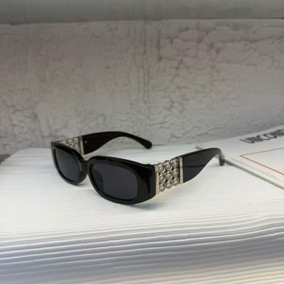 Lunettes de soleil Style Européen Américain pour Femme Décoration Perle Lunettes de Soleil Pour Femmes Forme Rectangulaire Pour Lunettes de Soleil Dames