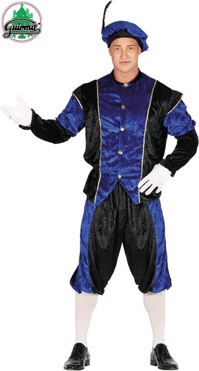 Fiestas Guirca - Pietenpak Piet Precies zwart / blauw heren - maat 48-50 - Welkom Sinterklaas - Sinterklaas versiering - Sinterklaas intocht - Sinterklaas en Piet -sinterklaas Cadeautjes