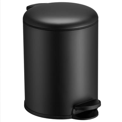 Kleine pedaalemmer 5 liter matzwart - Stille prullenbak met soft-close voor badkamer of toilet