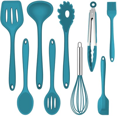 Keukenhulp Set, 9-delige set met hittebestendige keukenhulpen in blauw