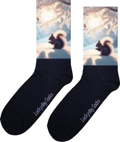 Eekhoorn - Opkikkertje - Winter - Grappige sokken - Valentijn cadeau - Verjaardag cadeau - Kerst cadeau - Grappige sokken - Leuke sokken - Vrolijke sokken - Kerst sokken - Vaderdag - Moederdag - Socks maken Happy - 37-44