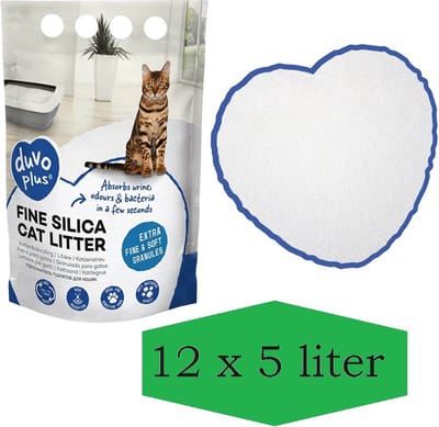 Duvo - Premium fijne silica - kattenbakvulling wit - 12 x 5 Liter - Bulk voordeel