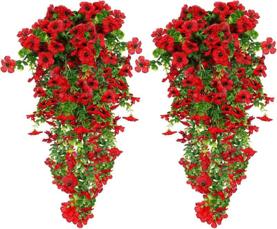 4 Pcs Kunstmatige Hangende Bloemen - UV Bestendige Nep Hangende Planten - Bloemenboeket voor Tuin - Wanddecoratie voor Thuis - Bruiloft Binnen Buiten Decoratie