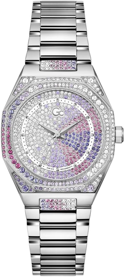 Gc Gc Coussin Sleek Lady Mid Size Metal Analoog Quartzhorloge Zilverkleurig Kast Gemaakt Van 100% Roestvrij Staal En Een Armband Van 100% Roestvrij Staal 34 Z25011L3