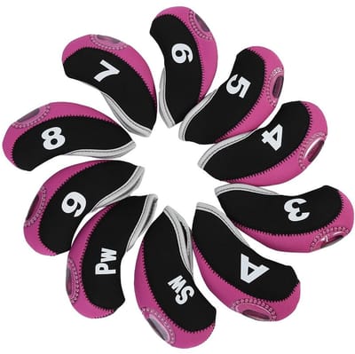 BRENZOOS - Golf Club Hoofd Covers - Bescherming voor Golfclubs - 10 Stuks - Duurzaam en Sterk - Handige Rits - Geschikt voor elke golfer - Golfacces...