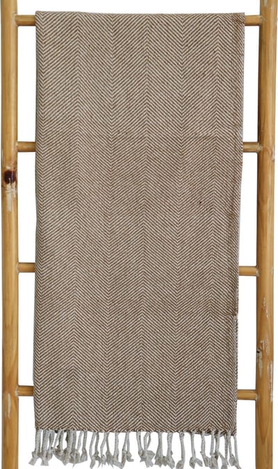 Bruin Plaid 150 x 125 cm – Zachte Katoenen Woondeken van Gerecycled Materiaal – Decoratieve Bankdeken voor Woonkamer, Slaapkamer en Tuin – Bruin