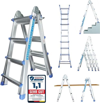 Multifunctionele Telescopische Ladder Aluminium 4-in-1 Trapladder en Steigerfunctie Inklapbaar