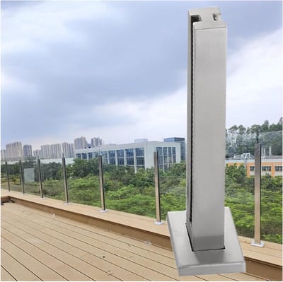 Glazen Balustrade Palen - Leuningpalen Dek - Buiten Hekken - Roestvrij Staal 304 - Voor 10/12mm Glas - Zilverkleurig