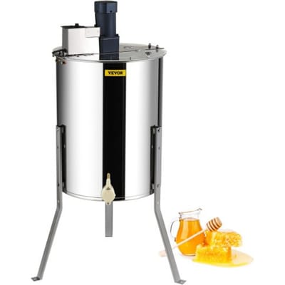 VEVOR Honing Extractor Elektrische 140w TangentiëLe Extractor Roestvrij Staal 4/8 Frames Honing Extractor 45mm Honing Klep 1300 Rpm Elektrische Honing Extractor 48x16/23cm Honingraat Size Imkerij Imker Accessoires