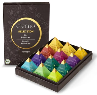 Biologische kruidenthee 12-delige piramide cadeauset "ORGANIC HERBAL TEA" - 12 biologische piramide theezakjes in 9 verschillende soorten - 30g *¹