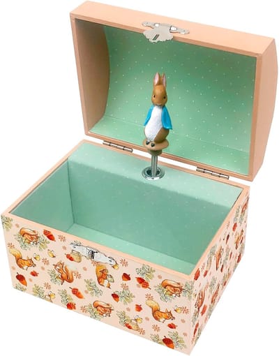 Houten Spaarpot - Muziek Spaarpot - Kinderkamer Decoratie - Draaiende Figuur - 10.5 x 10.5 x 8.5 cm
