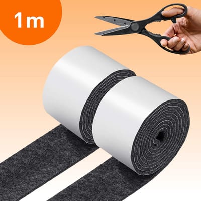 FLOOQ Anti Kras Zelfklevend Meubelvilt Donkergrijs (rol 1 meter) - 2 cm breed - 3mm dik vilt - Stoelpoot beschermers - Stoelen - Meubels