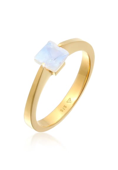 Elli PREMIUM - Ring - Elli PREMIUM Ring Dames Klassiek Piramide Elegant met Edelsteen Jade in 925 sterling zilver Verguld - Dames