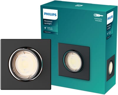Philips Peridot inbouwspot - GU10 fitting - Zwart - Vierkant - Richtbare spot