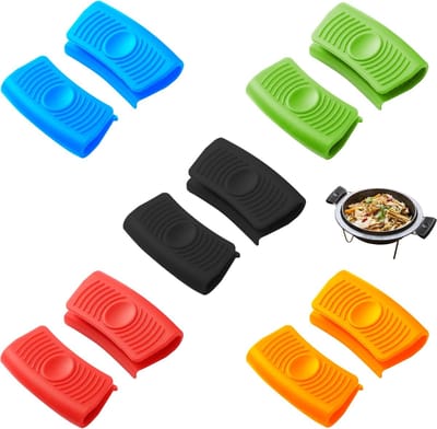 10 siliconen pannenhandgrepen, bekleed met siliconen Geschikt voor een antislip, hittebestendige pannenhandgrepen, ovenkombeschermer, gietijzeren koekenpanbeschermer, keukenbakbeschermer