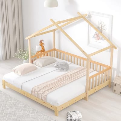 Uitbreidbaar boomhuisbed van massief hout voor kinderen - Eenpersoons en tweepersoons opties (200x90cm)