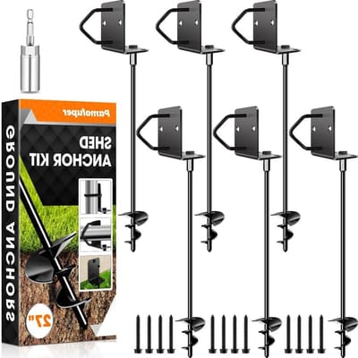 Grondankers - Robuuste ankers - Buitenbevestiging - Verbreed spiraalblad - 60 cm set - Zwart