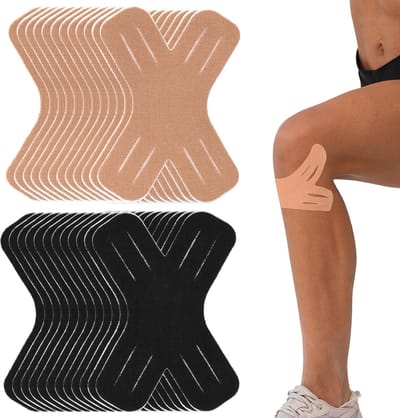 24 stuks Kinesiologietape voor de knie, voorgesneden kniepeesband, ondersteunende tape - elastische, ademende knie- en schoudergewrichtsondersteuning, beschermende sporttape voor wandelen, voetbal, basketbal, hardlopen en tennis
