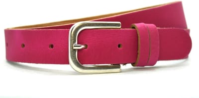 Dames riem Leer- Fuchsia roze - Breedte 3cm - Mooie dubbele passant - Riemmaat 85 - Totale lengte 100 cm - Nikkelvrije gesp