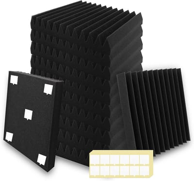 12x Akoestisch Schuim Panelen Zwart - Geluidsisolatie Tegels 30x30x5cm voor Studio & Kantoor