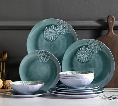 Servies Sets van 12 Stuks voor Binnen en Buiten, Onbreekbaar en Vaatwasmachinebestendig