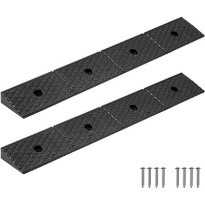 VEVOR Rubberen Stoeprandhelling, 15t Laadvermogen, 2-Inch Hoge, Robuuste Drempelhelling met Afvoertank Voor Rolstoelen, Kinderwagens, Motoren, Auto's, Grasmaaiers En Aanhangwagens, 2-Pack
