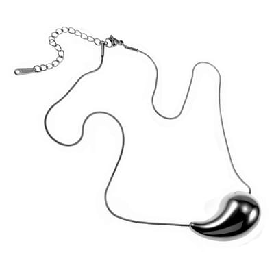 40cm tot 45cm Ketting Dames - Zilverkleurig RVS - Slangenketting met Druppelvormige Hanger - Verstelbaar