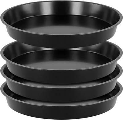 Ronde Pizza Bakplaat Set van 4 Stuks, 10 Inch, Antiaanbaklaag, Duurzaam Koolstofstaal, Ideaal voor Oven en Thuisgebruik