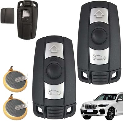 Sleutelhanger met afstandsbediening, behuizing met 2*LIR2025 batterij, geschikt voor BMW 1, 3, 5, 6, X1, X5 - auto accessoires, sleutel vervanging, auto onderdelen