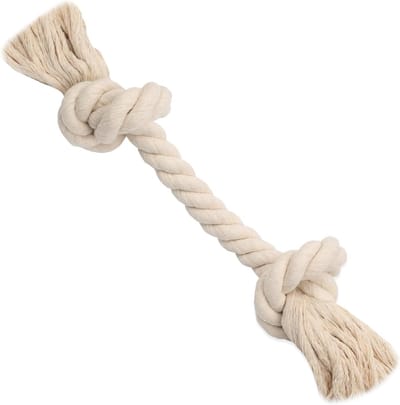Hondenspeeltouw Katoen - Kauwspeelgoed Hond - Tandverzorging Spelen - 100% Natuurlijk Materiaal - Kleine tot Grote Honden - Wit