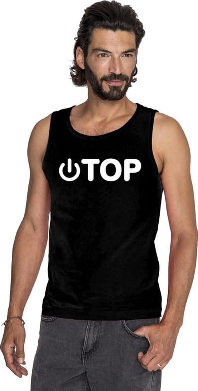 Gay tanktop/ singlet shirt power top zwart heren - Homo shirts S
